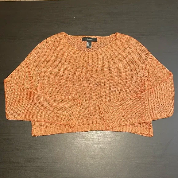 Forever 21 Sweaters Forever Orange Knit Cropped Oversized